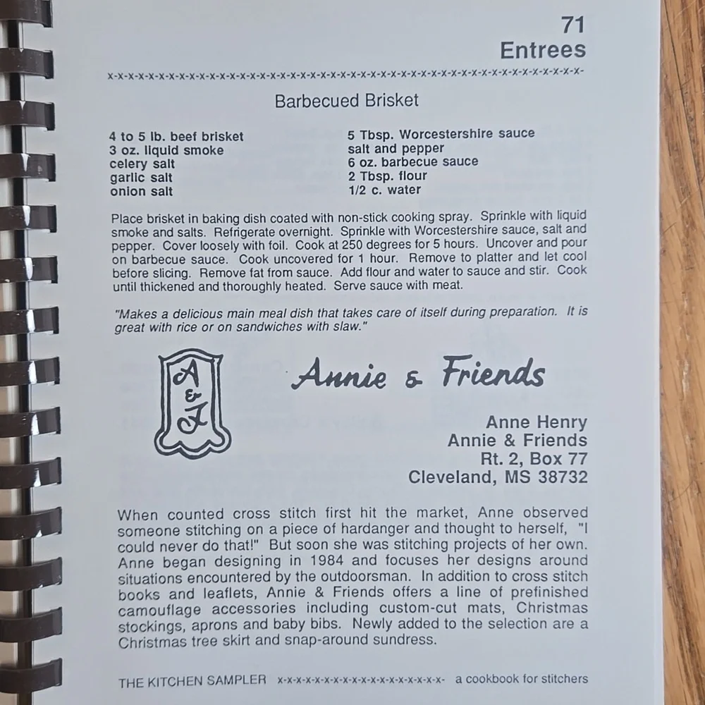 Vintage 1989 The Kitchen Sampler A Cookbook For Stitchers recipe book